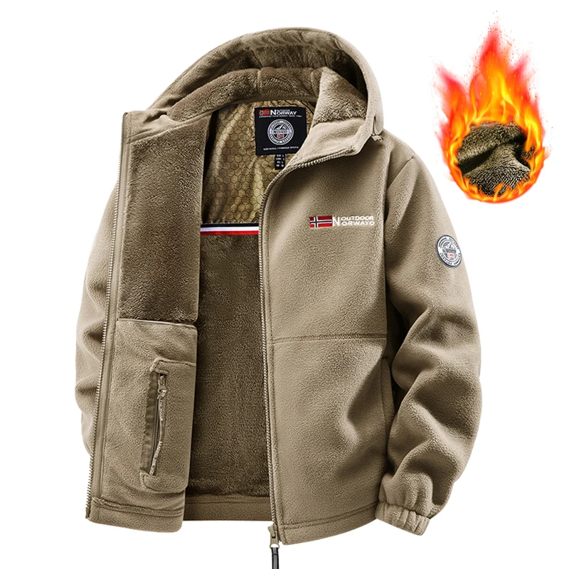 Autumn Winter Men Hooded Fleece Jacket Man Outdoor Sports Windproof Tactical Zip Coat Male Warm Thick High Quality Polar Jackets