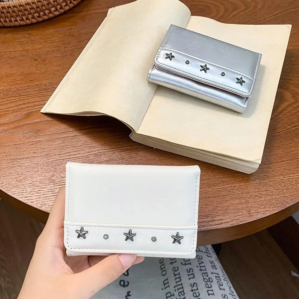 Vintage-Style PU-Geldbörse mit Sternenmuster, dreifach faltbar, ultradünn, kompakte Größe, Münzfach, mehrere Fächer, große Kapazität, Geldbörse für Bargeld, Kartenhalter – Detail 12