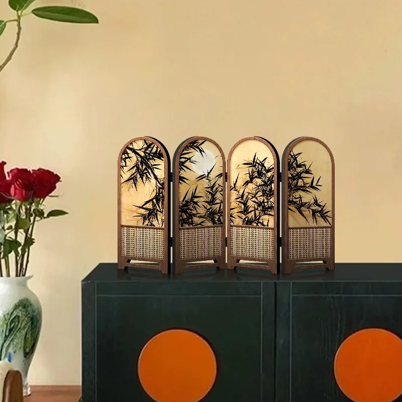 Medieval style desktop decoration ornament, TV cabinet, chest cabinet, screen table painting, ink bamboo