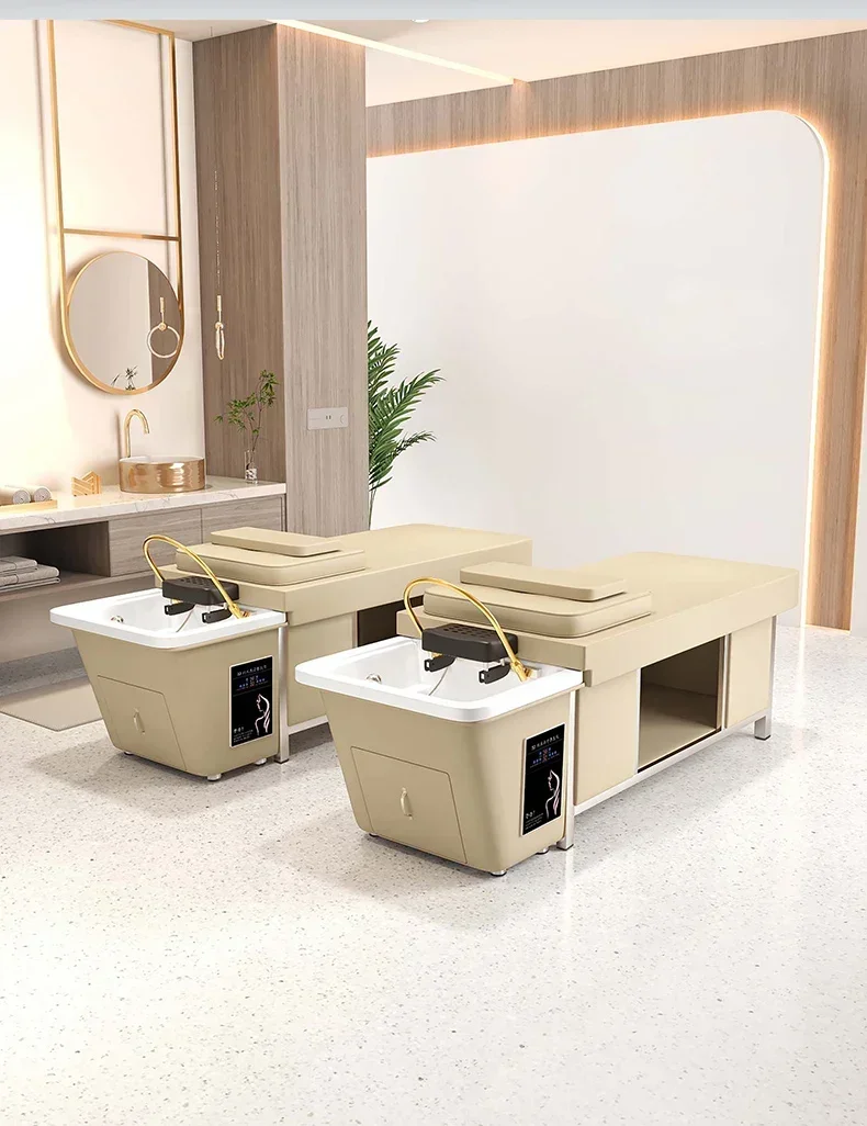 Intelligent constant temperature.Barber shop dedicated hair care shampoo bed. Stainless steel frame.  Water circulation.