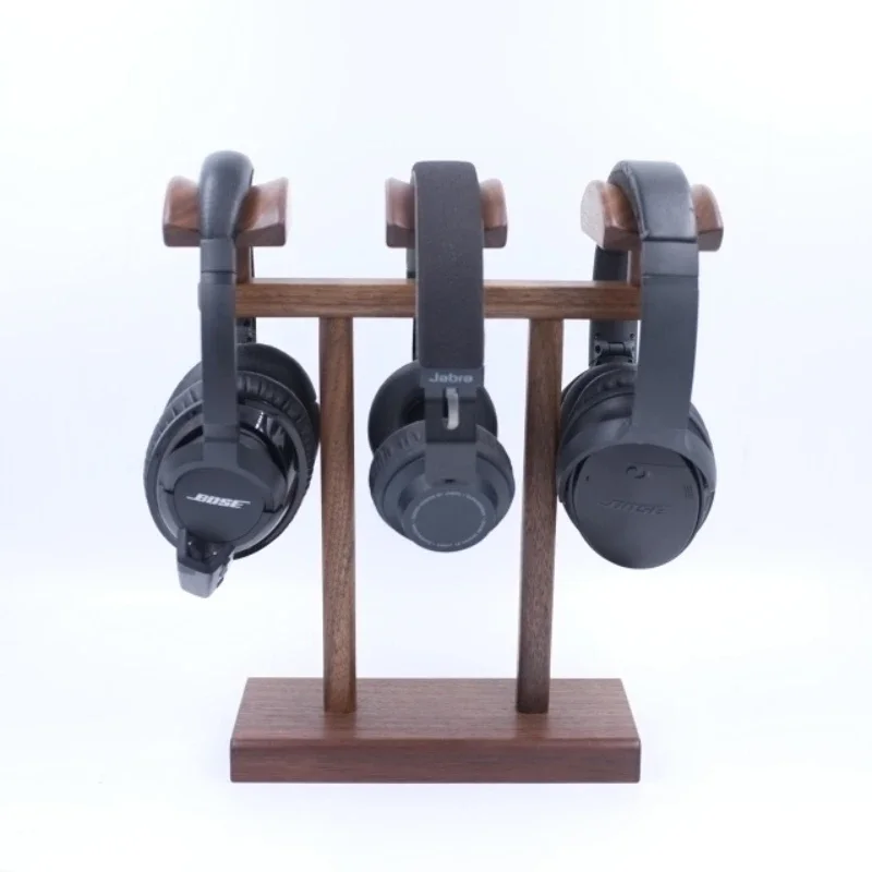 

Black Walnut Headphone Stand Custom Wooden Headphone Holder Display Solid Wood Double Headphone Storage Universal Support Gifts