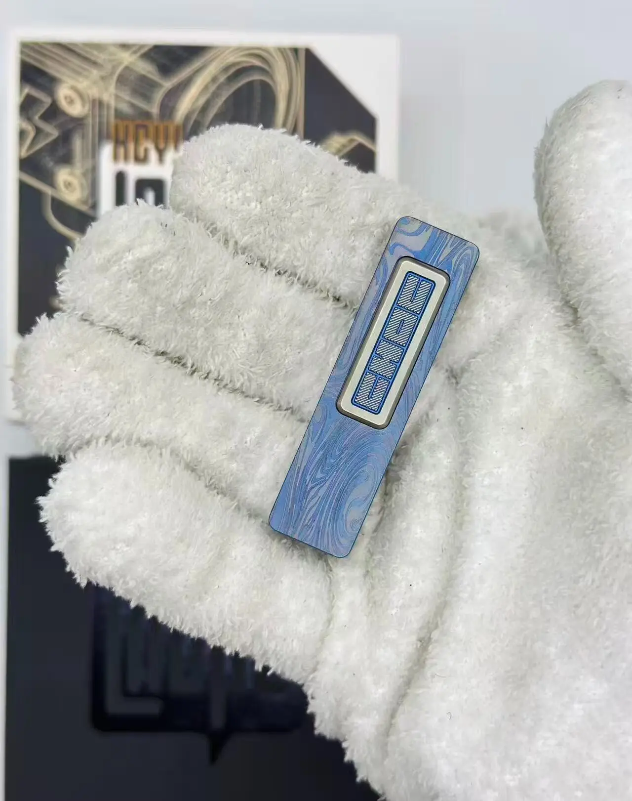 Used EDC Lautie Chocolate Titanium Blue Push Brand EDC Decompression Toy