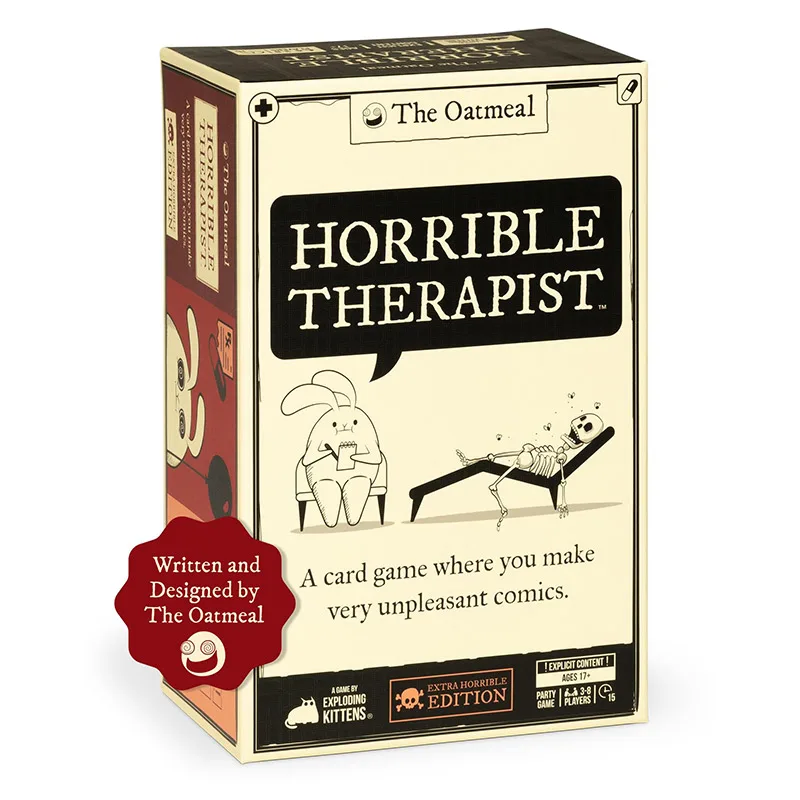 Exploding Kittens Horrible Therapist Card Game for Making Very Unpleasant Comics Horror Edition Kitten Comic Card Set