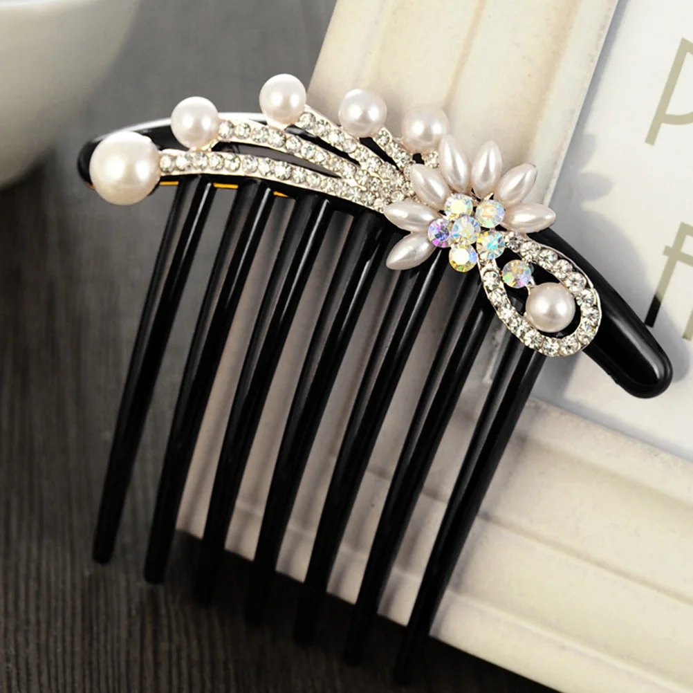

Pearl Hair Comb Stylish Imitation Pearl with Crystal Flower Detail Women Hair Accessories for Party Wedding Dance Summer Picnic