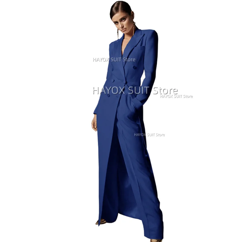 2024 New Women\'s Suit Long 2-piece Set Slim Double Breasted Dress Elegant Formal Women\'s Wedding Tuxedo Comfortable Commuting