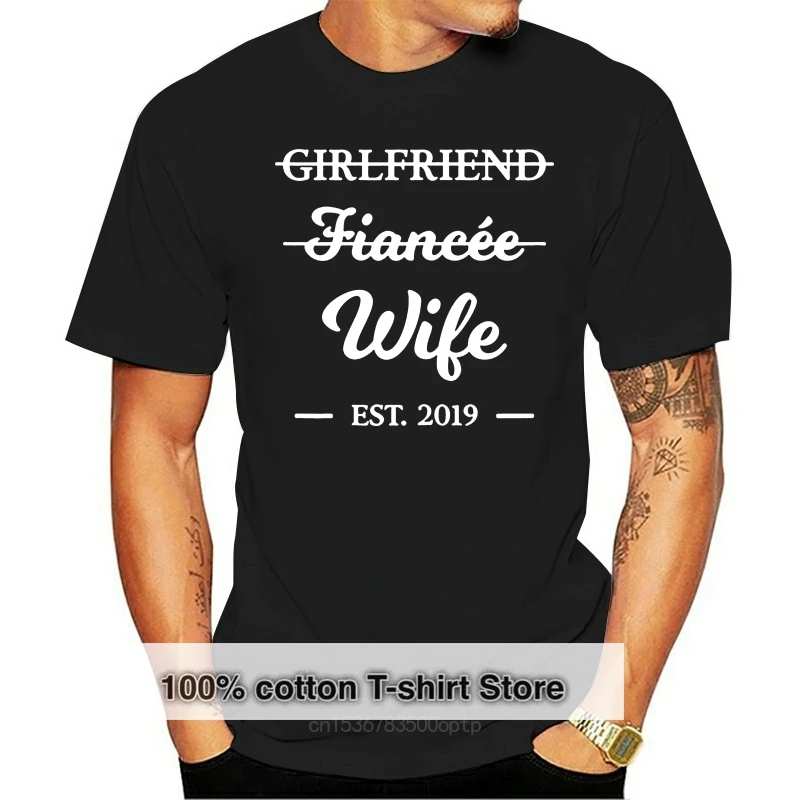 Black Womens Girlfriend Fiancee Wife T-Shirt Married 2024 Marriage Gift Printed Tee Shirt