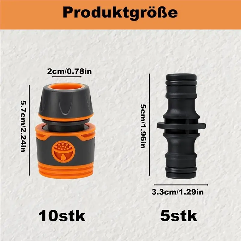 PZHI Garden Hose Quick Connect Set 15 Pcs, Self Sealing Irrigation Couplings, Soft Grip Double Hose Connector for 1/2