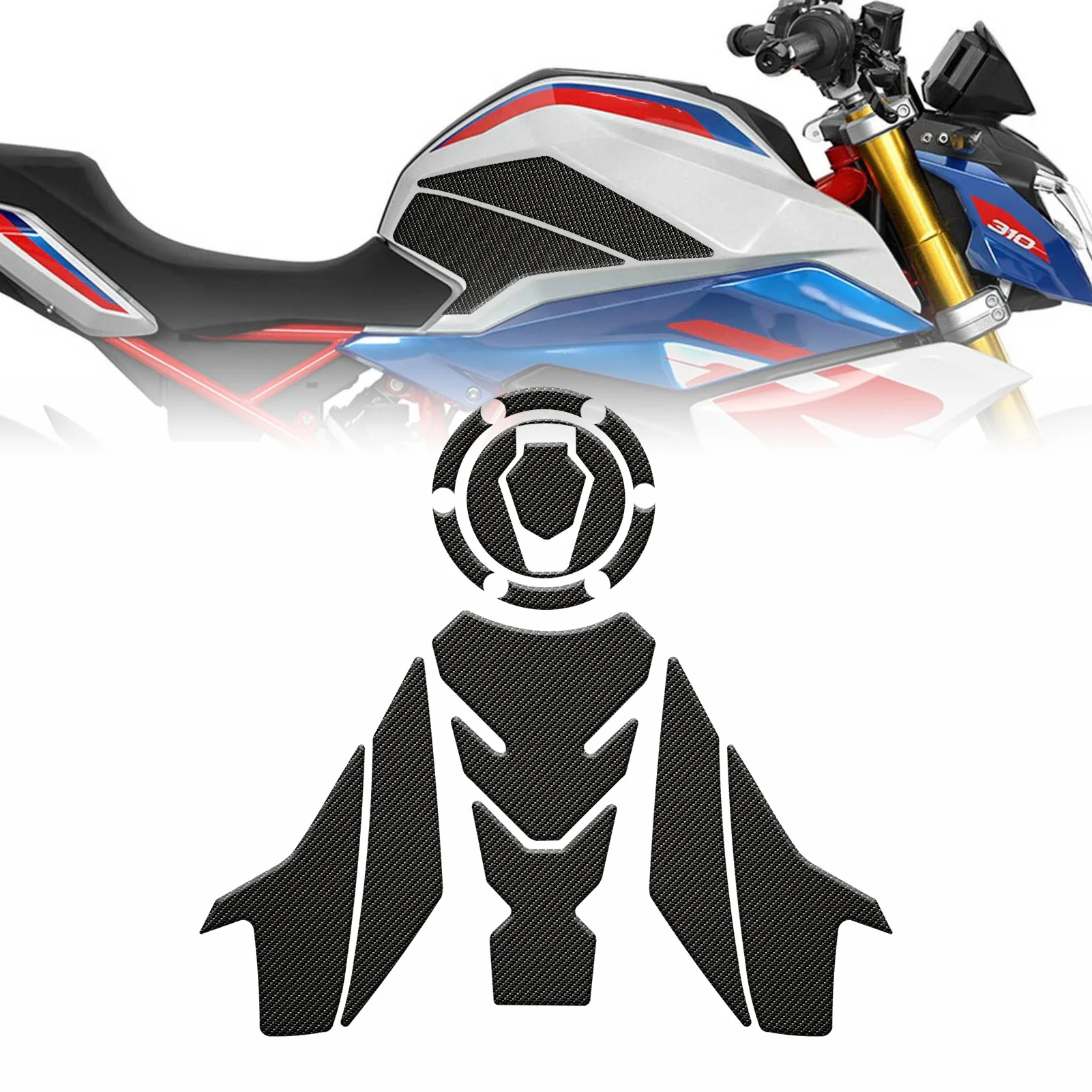 

For BMW G310R 2021-2023 Motorcycle Tank Pads Set - Anti Slip Knee Grips Protector with Exact Fit Design Motorcycle Accessories
