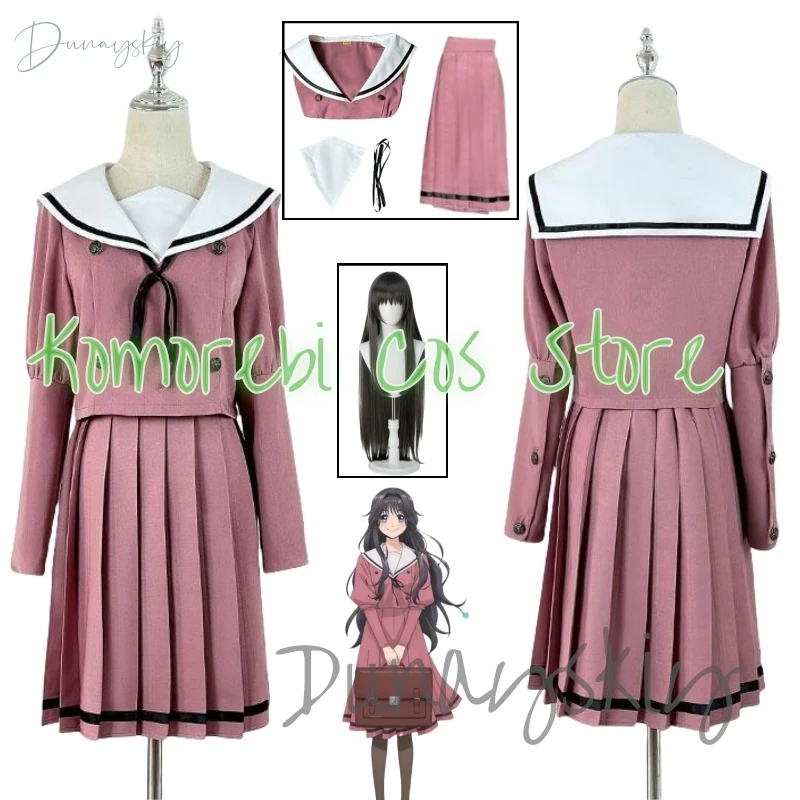 

Anime Kaoru Hana wa Rin to Saku Cosplay Costume JK Peach Red Sailor Uniform Wig Halloween Roleplay Clothes Customized