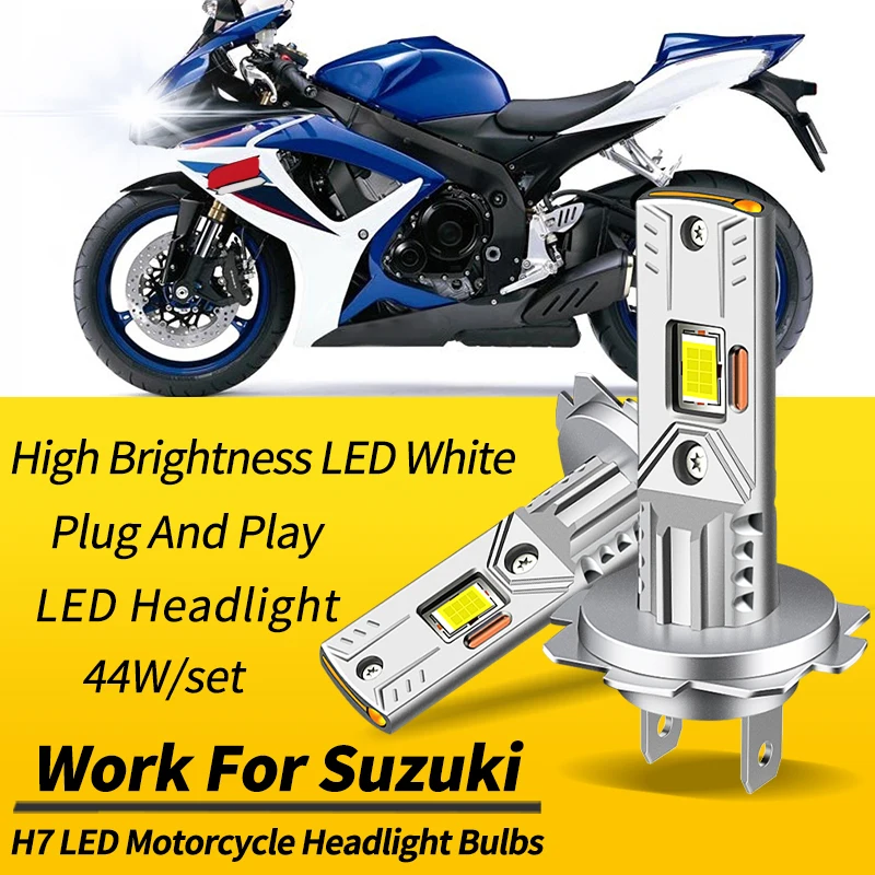 1PC/2PCS H7 Motorcycle LED Headlights Bulbs High Low Beam Canbus For Suzuki  GSXR600 750 2006-2007 2011-2019 Moto Accessories