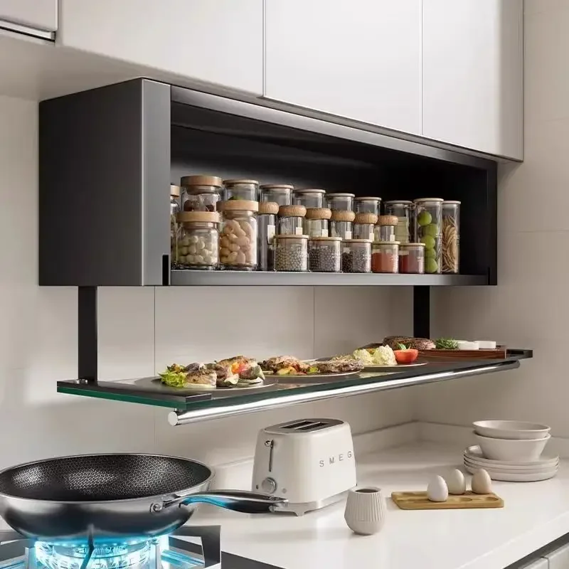 Kitchen wall-mounted rack perforated cabinet seasoning below the hanging cabinet household seasoning under the vegetable