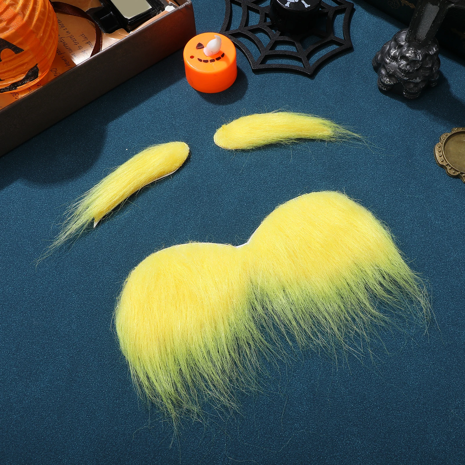 Cómodo 1 Juego de barba y cejas artificiales amarillas para hombres y mujeres, accesorios decorativos divertidos para fiestas, suministro para fotomatón de bigote para adultos