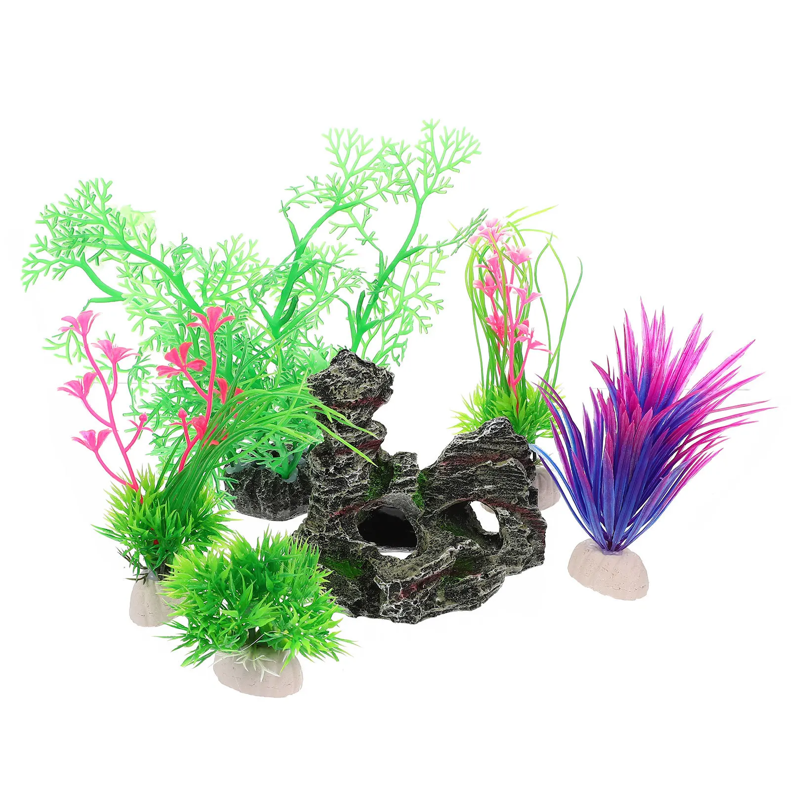 

1Set Aquarium Rockery Lifelike Plants Decorations Compact Lightweight Artificial Fish Tank Adornments Underwater Plant