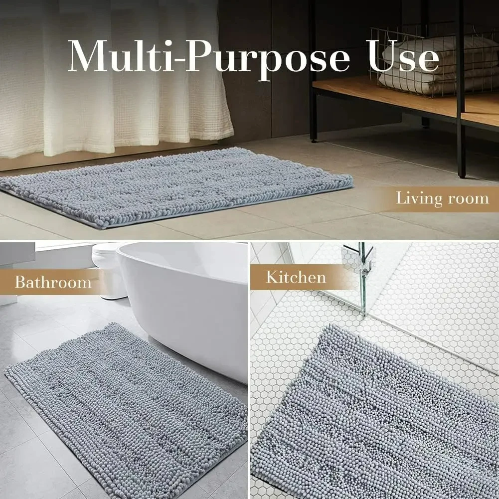 Luxury Chenille bathroom carpet, super soft and fluffy bathroom mat carpet, machine washable, non slip plush carpet suitable for