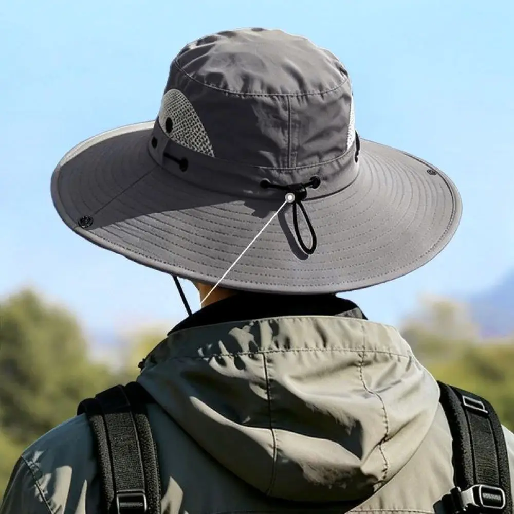 Summer Wide Brim Fishing Cap Breathable Quick Dry Sun Protection Bucket Hat Hiking Neck Guard Outdoor Unisex Hat