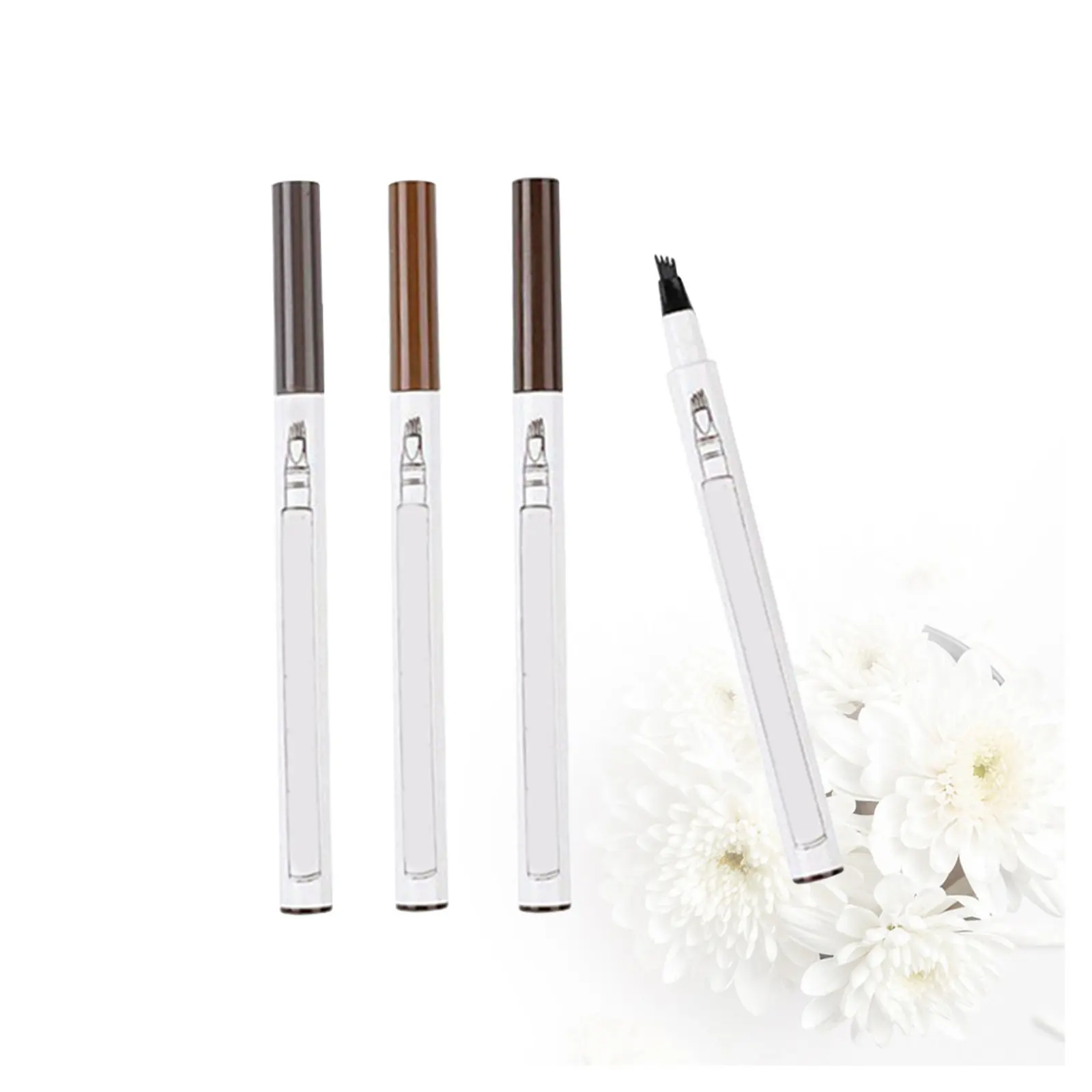 4Pcs Liquid Eyebrow Pen Four-Pronged Fine Tip Natural Hair-Like Waterproof Sweat-Proof Long-Lasting Makeup Tool for Women