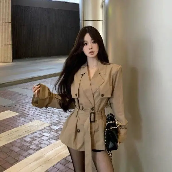 

I Color Женское ор-пальто Jaet с завязкой на талии Осень-зима Новое Sle Commute Slim Fit Long Sve Single Button Pure Color