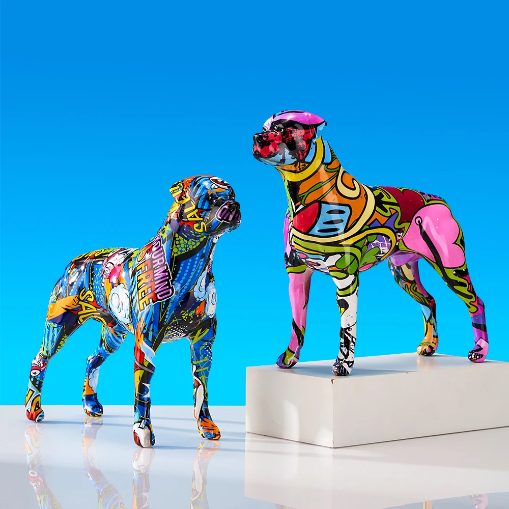 Creative Colorful Art Animal Rottweiler Resin Crafts Home Decoration Color Modern Simple Decoracion Hogar Moderno Ornaments