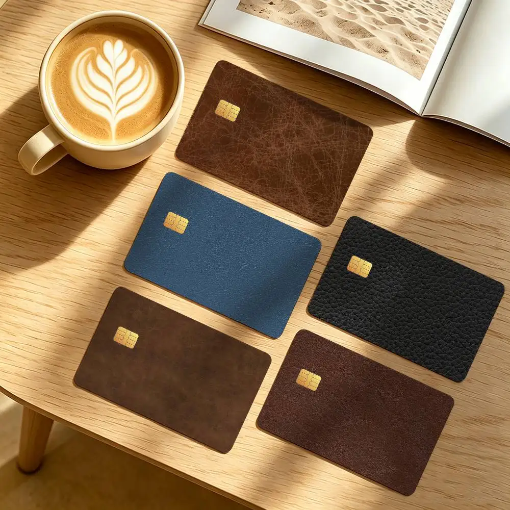 Leather Texture Credit Card Public Transportation Cards Protective Sticker Waterproof Card Face Decoration 4PCS