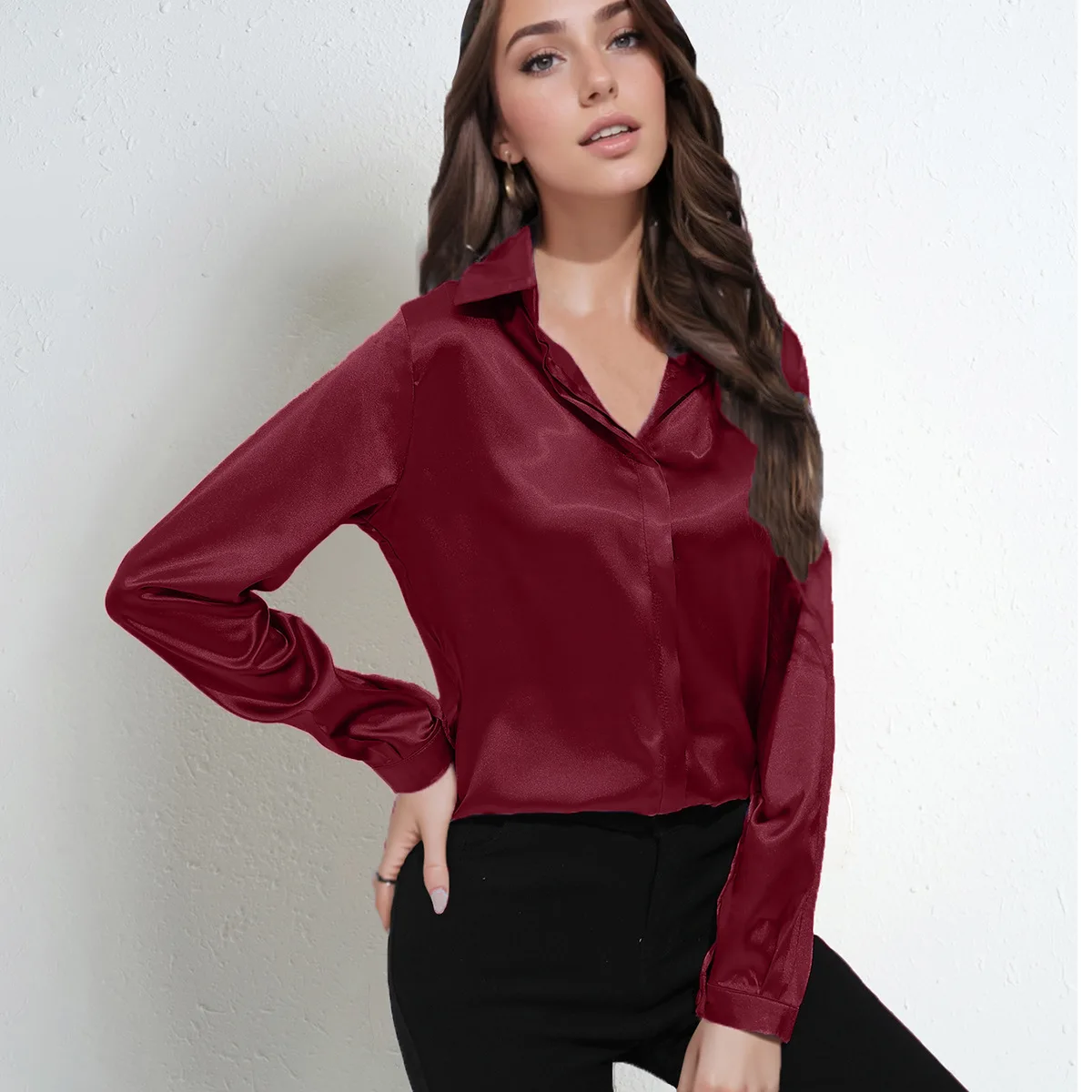 

Long Sleeve Solid Blouse Women Elegant All-match Shirt Vintage Fashion Office Lady Tops Women Clothing Spring Summer Autumn