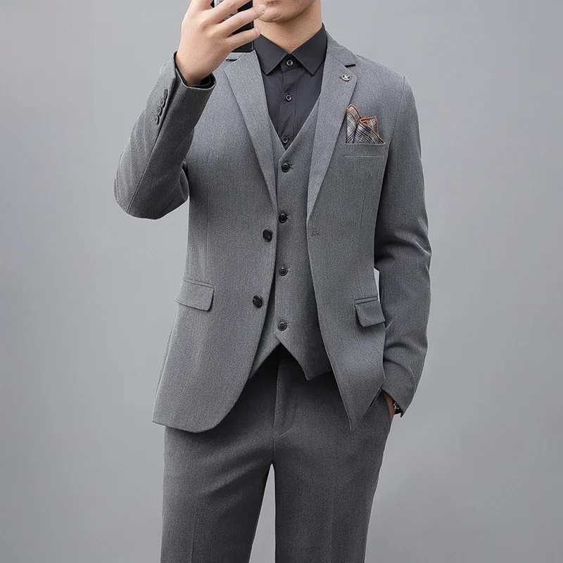 

Casual Wedding Suit Set for Men Autumn Busin Formal Wear Polyester Viscose Spandex Suits Youth Trend
