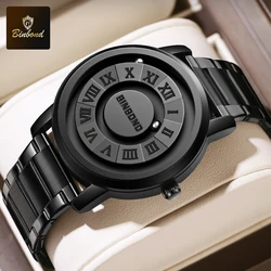 BINBOND Luxury Men Quartz Watches Fashion Magnetic Levitation Hollow Out Stainless Steel Waterproof Men Watch Relogio Masculino