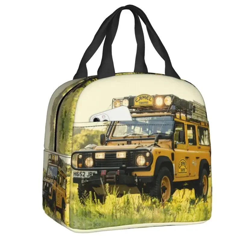 Bolsa de almuerzo aislante Camel Trophy para pícnic al aire libre, refrigerador portátil, caja térmica Bento, bolsas de mano para contenedor de comida para mujeres y niños