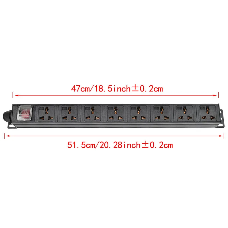 PDU Power Strip socket Network cabinet rack aluminium alloy16A/4000W  8AC 10A Universal Socket With  2m extension cable