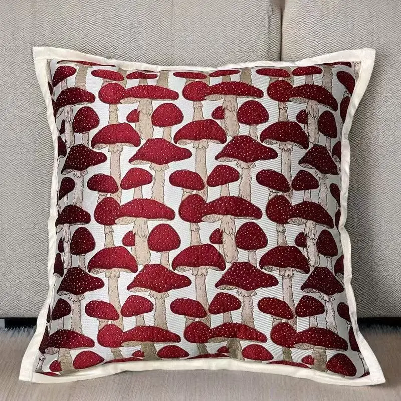 

Nordic Style Red Sofa Cushion PP Cotton Filled Luxury Lumbar Pillow with Cover Modern Home Decor