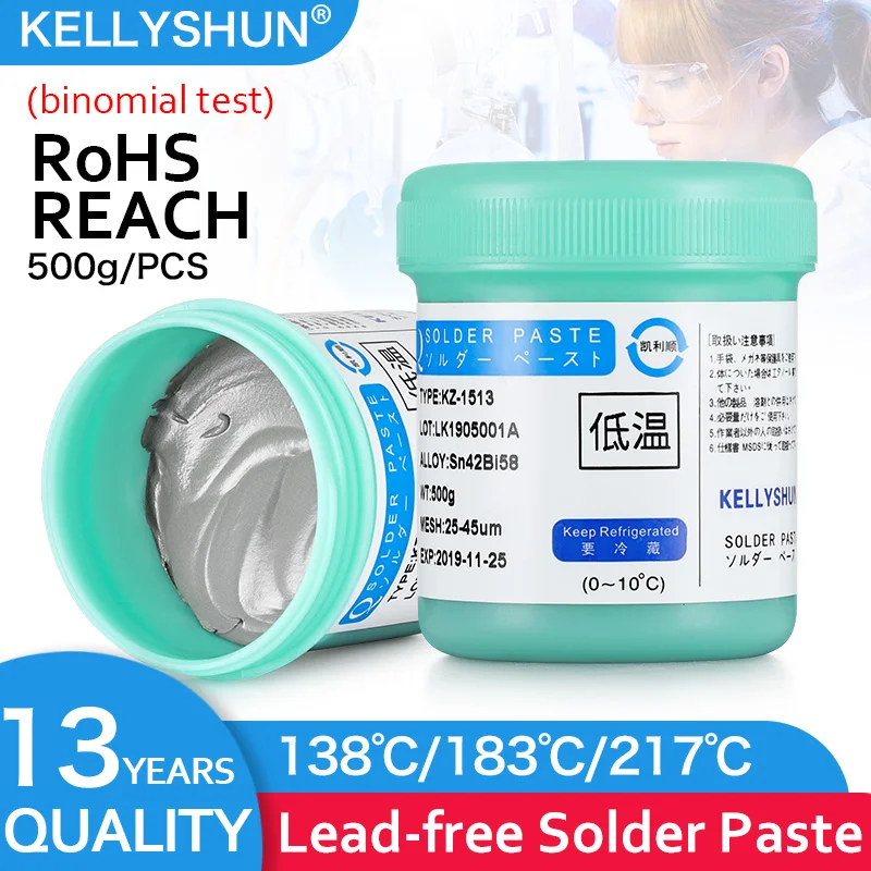 KELLYSHUN Lead-free Solder Paste - Low-Medium-High Temperature Soldering Paste for SMD and LED Patch Welding - 500g