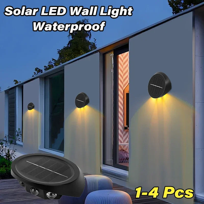 

1-4Pcs Solar Wall Lamps LED Outdoor Waterproof Light Solar Powered Sunlight Street Lamp Garden Decor Patio Stair Fence Lights