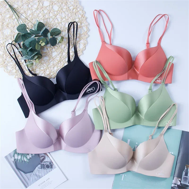 

New Women Sexy Deep U Bras Push Up Lingerie Seamless Wireless Bralette Comfortable Double Shoulder Straps Brassiere Female