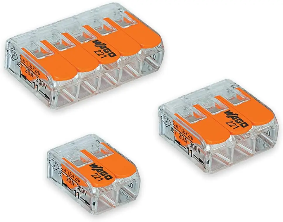 

175pc Lever-Nuts Wire Connector Assortment for 24-12 AWG, Space-Saving Design