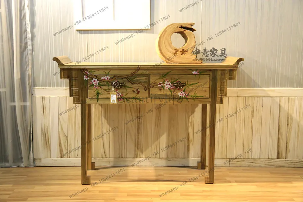 PJ new Chinese classical camphor wood hand-painted entrance display table locker