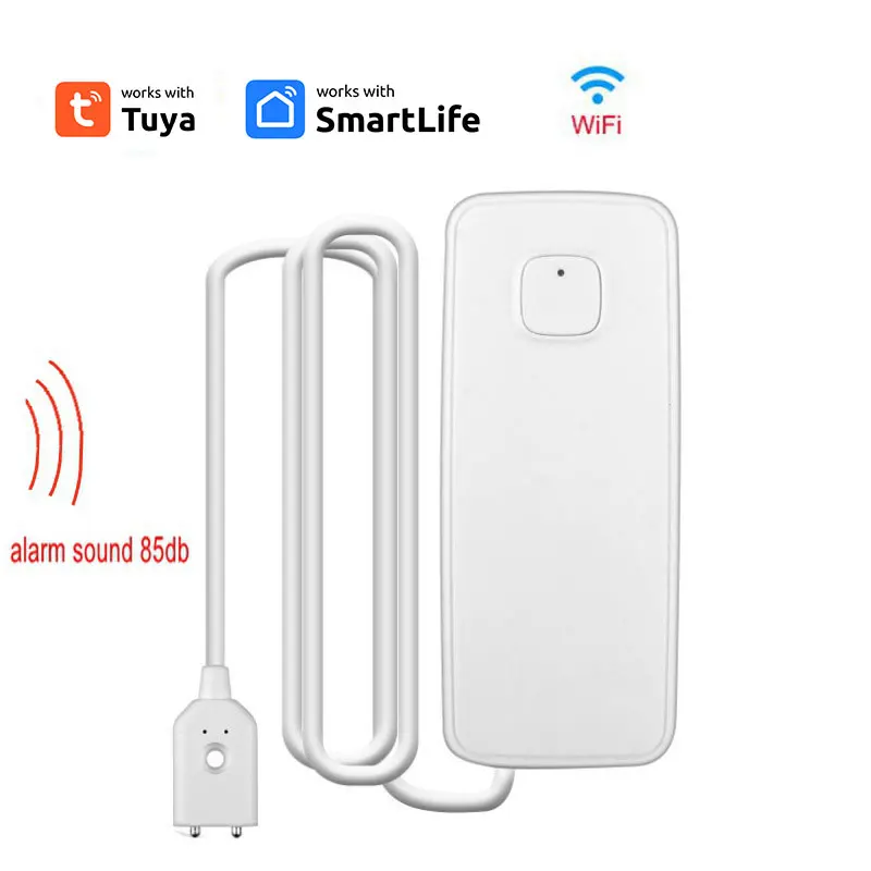 Tuya Smart Flood Leakage Sensor WiFi Water Overflow Level Detector Water Leak Sensor Remote Monitor Security Sound Alarm System