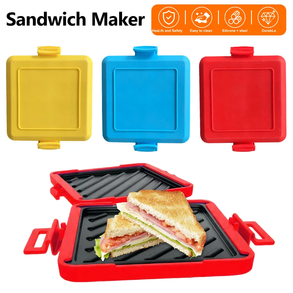 Microwave Toastie Maker No Electric Microwavable Oven Toast Maker Machine Square Panini Maker for Dessert Sandwiches Breakfast