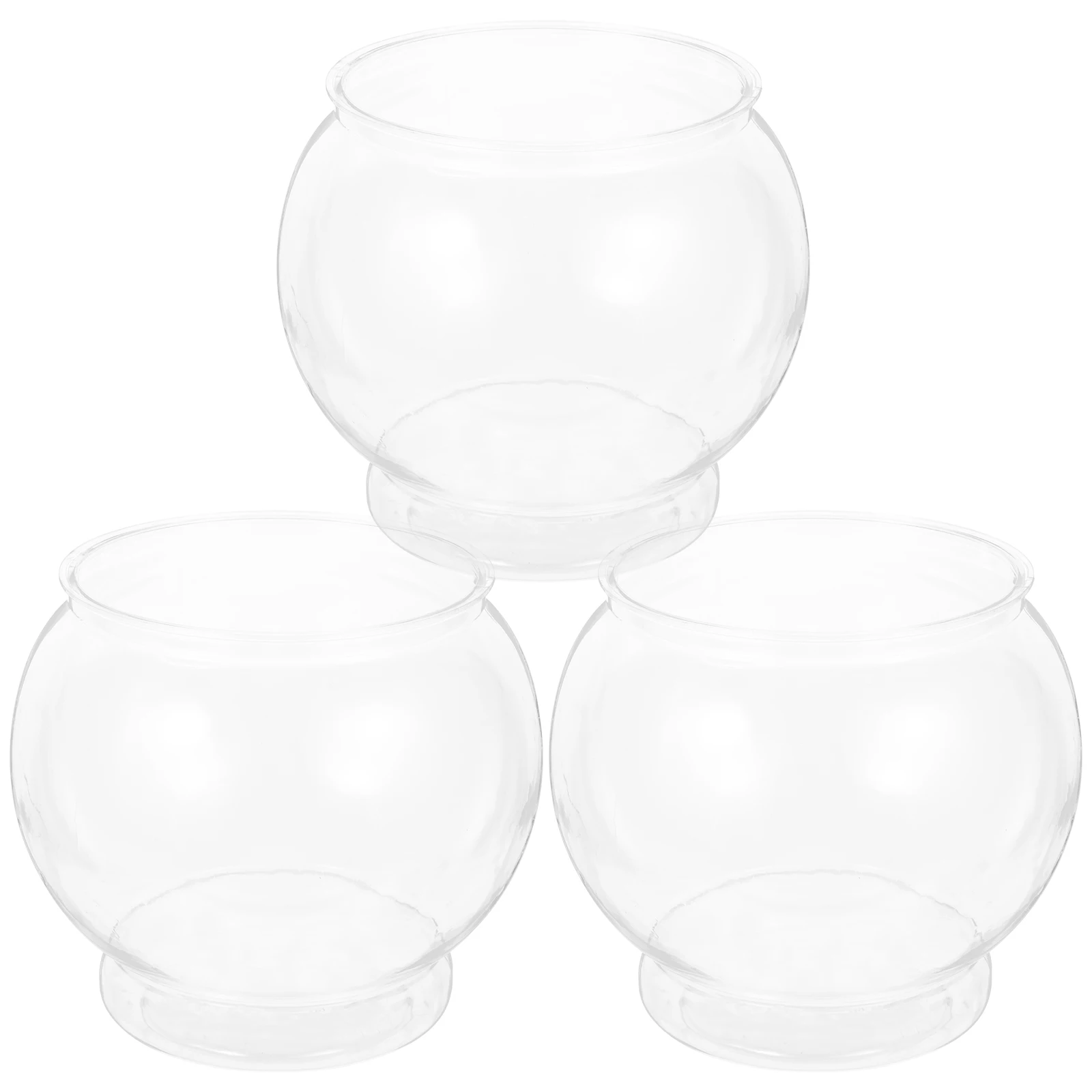 

3PCS Desktop Tank Transparent Plastic Globe Bowl Office Home Decor Small Desk Fish Tank Pet Aquarium Plant Vase