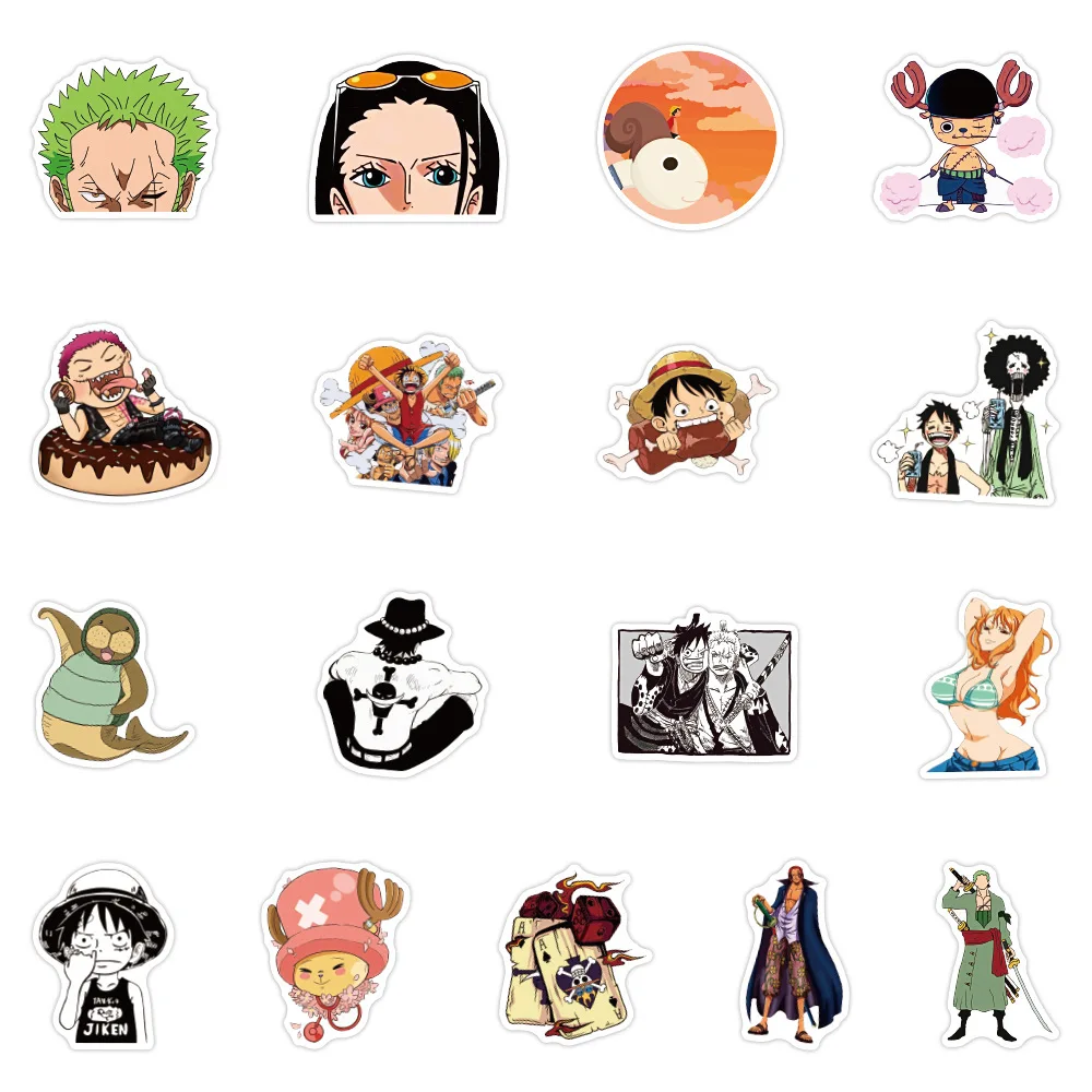 10/50Pcs Cartoon Luffy One Piece Anime Stickers Laptop Graffiti Luggage Phone Fridge Skateboard Manga Stickers Decal Toy Gift