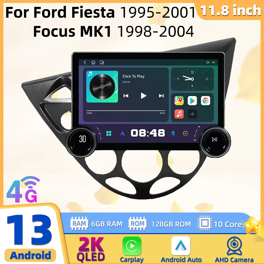 

11,8-дюймовый мультимедиа для Ford Fiesta 1995-2001 Focus MK1 1998-2004, автомобильный радиоприемник 2 Din Android, стерео Carplay, авторадио, головное устройство