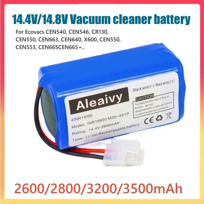 Batería de 14,4 V/14,8 V 3500mAh para Robot aspirador ECOVACS CEN540 CEN546 CEN550 CR120 Deebot CR130 que reemplaza la batería de litio