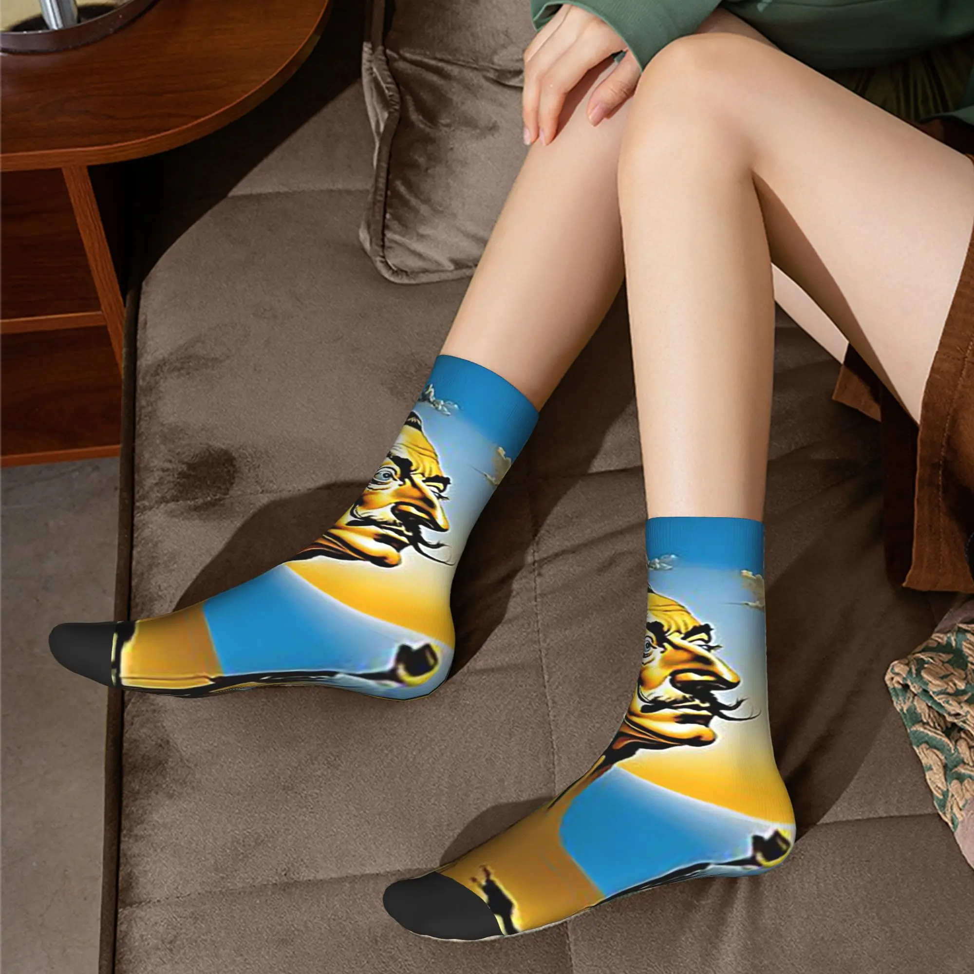 Enigmatic Encounter Surrealist Dreamscape Salvador Dali Poster Socks Harajuku Sweat Absorbing Stockings Long Socks Gifts