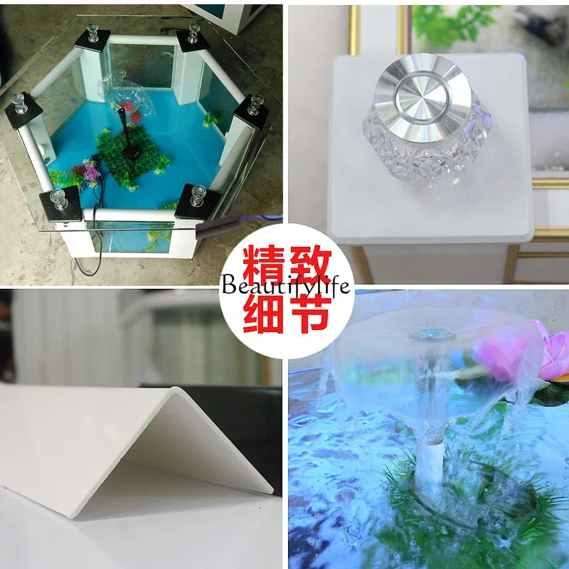 Hexagonal Coffee Table Fish Tank Glass Aquarium Creative Living Room Household