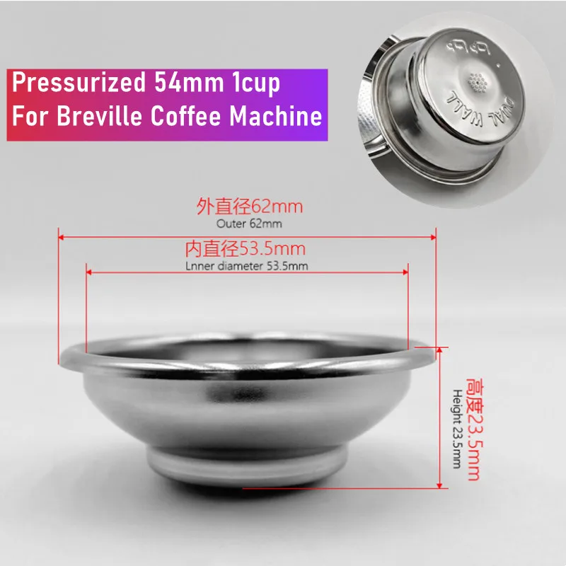 Double Layer Pressurized 54mm Basket Breville Portafilter 54mm Coffee Filter Basket For Breville 870 875 878 880 Coffee Maker