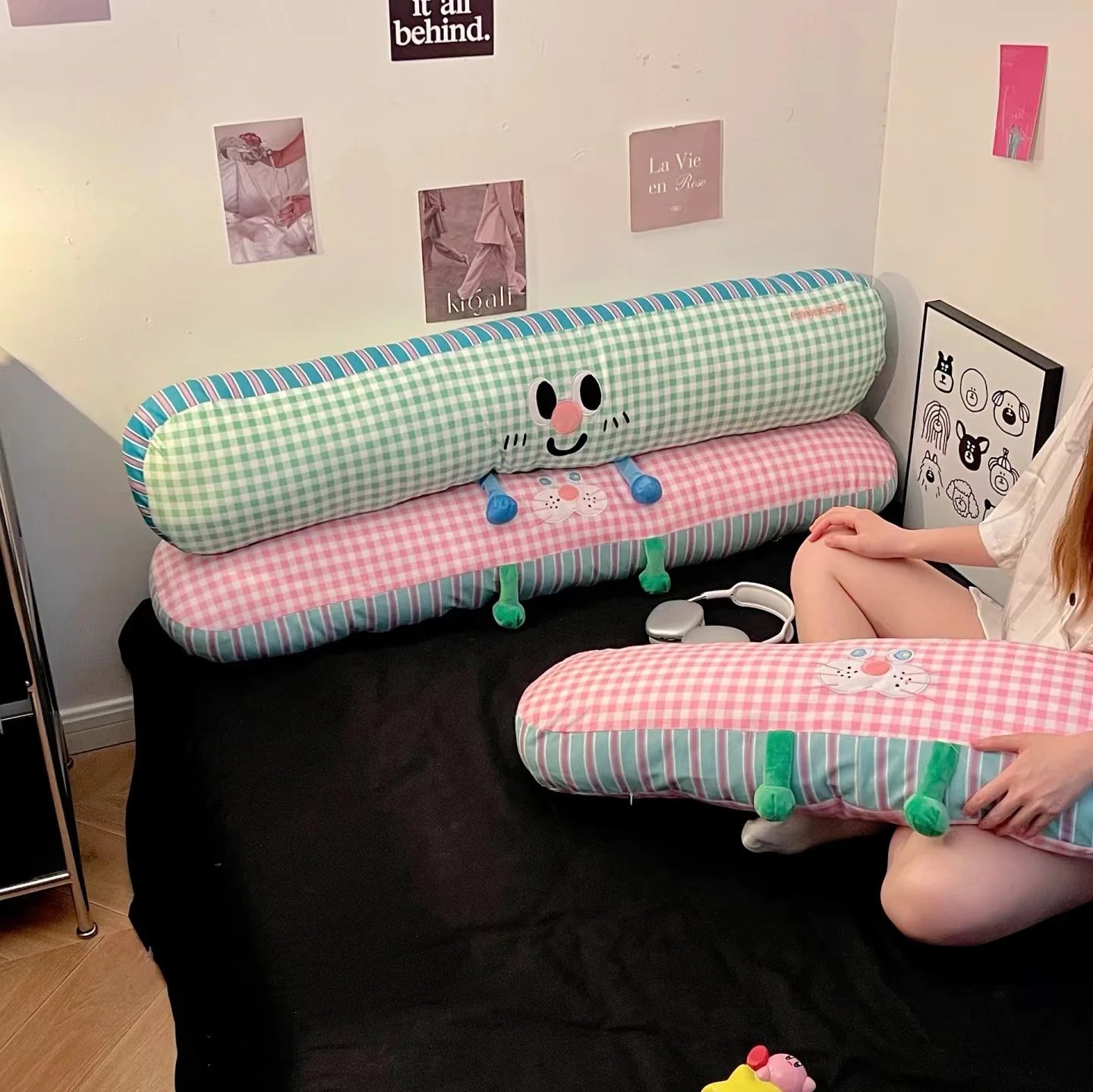 Cute Bed Dopamine Internet Celebrity Cushion Sofa Large Backrest Long Strip Pillow Girl Legs Legs Side Sleeping Pillow