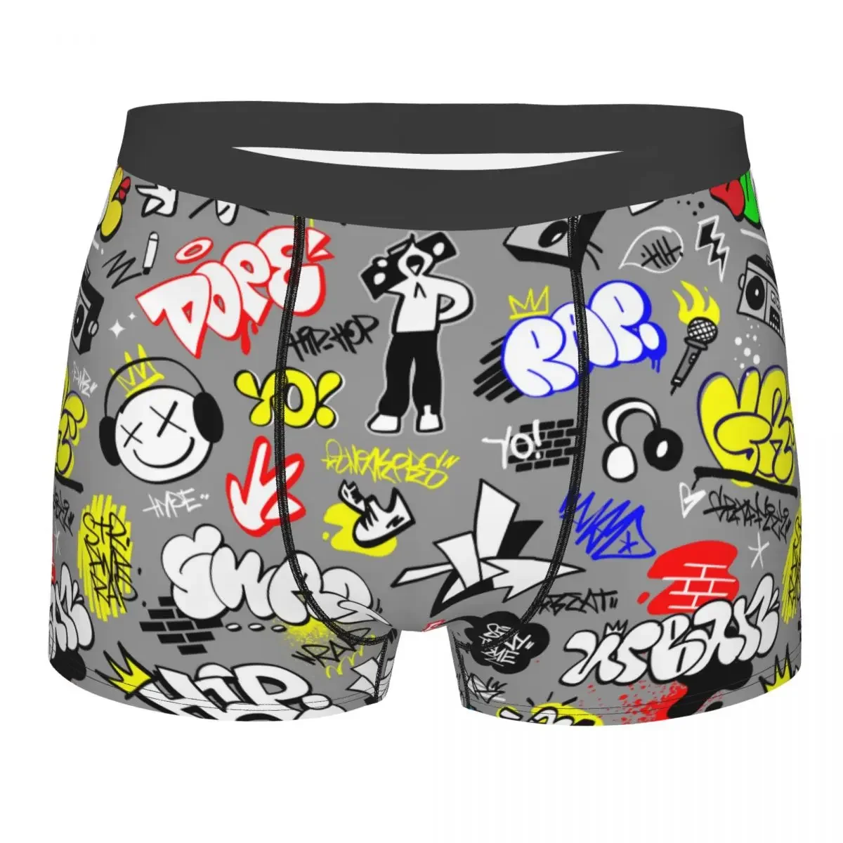 

Custom Cool Rap Music Street Style Lettering Graffiti Art Boxers Shorts Panties Men's Underpants Stretch Briefs Underwear