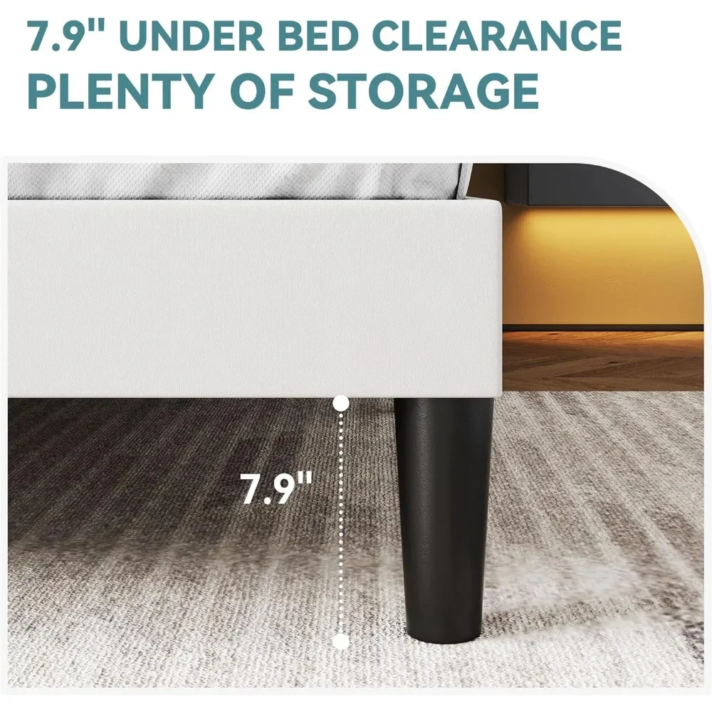 

Queen Size Platform Bed Frame, Modern Velvet Upholstered Bed with Adjustable Vertical Channel Tufted Headboard
