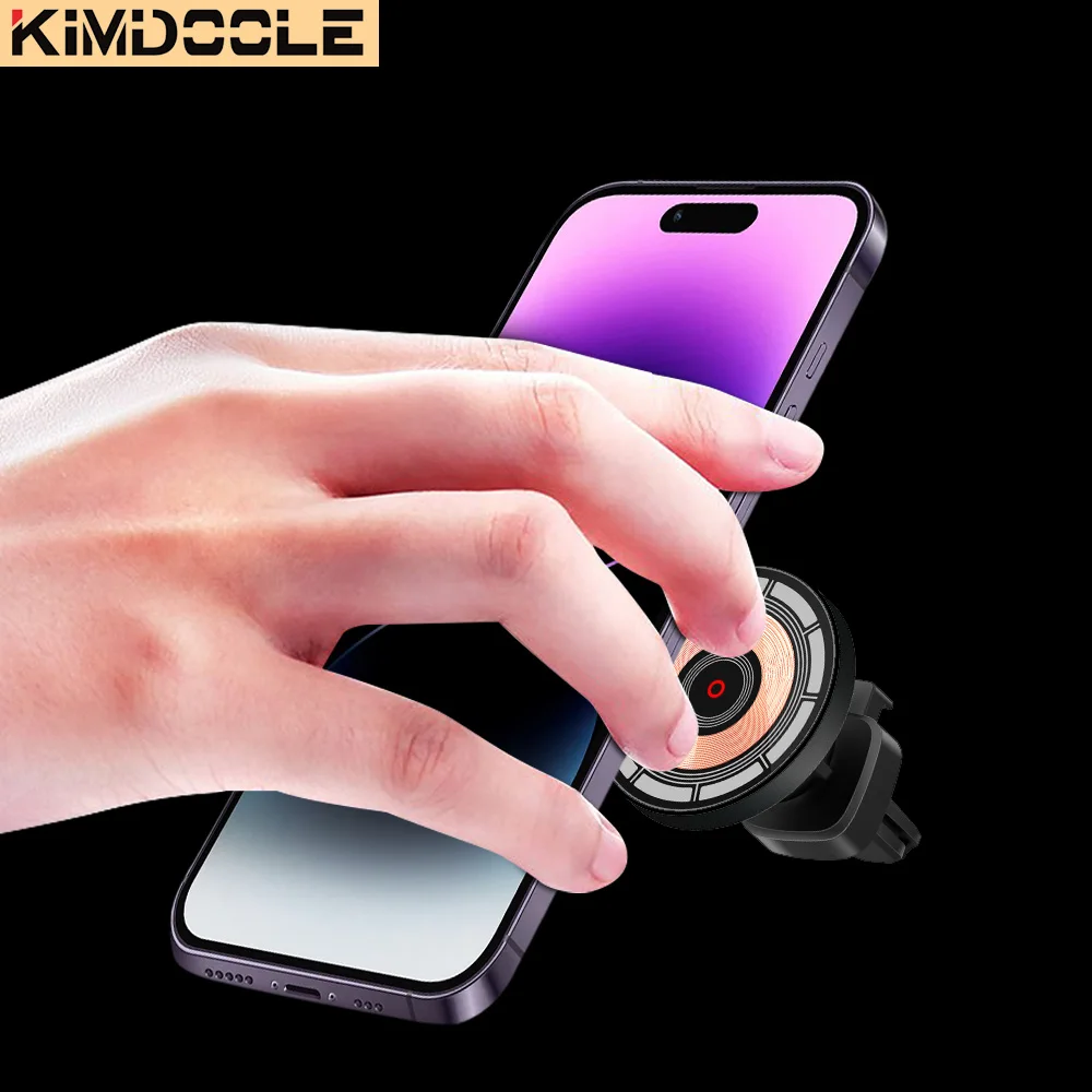 Kimdoole Wireless 15W Fast Car Charging for Magnetic Phone Air Vent Car Mount Hands Free Car Cell Phone Holder