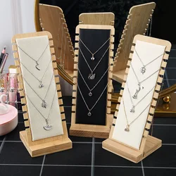 New Solid Bamboo Wood Jewelry Display Stand Necklace Showcase Holder Pendant Long Chain Handing Organizer Holder For Necklaces