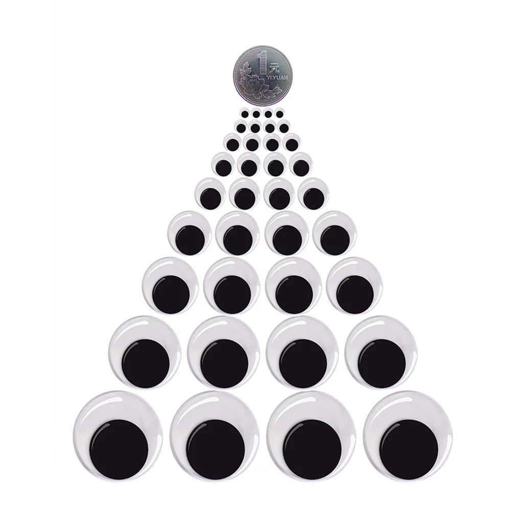 

100Pcs Self-Adhesive Wiggle Moving Eyes 20mm Black White Peel Stick for DIY Scrapbooking Crafts Creative Making