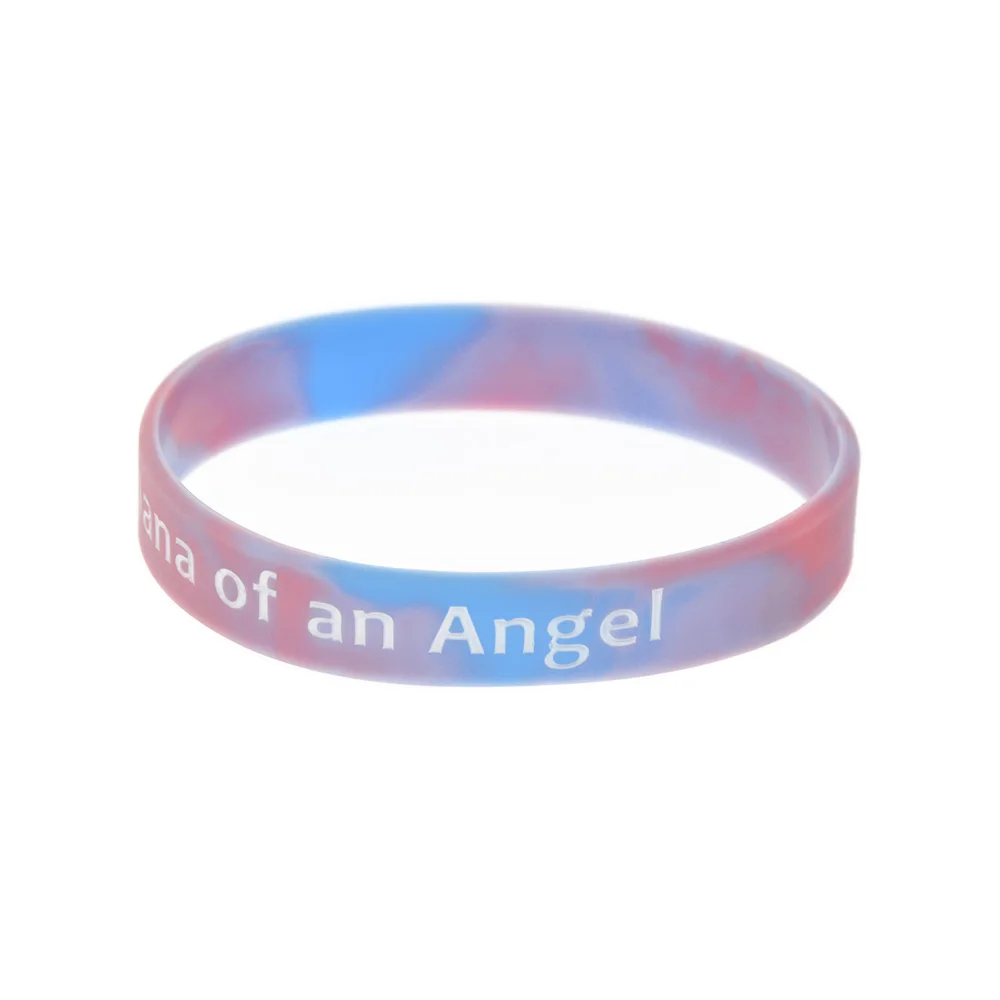 50 Pcs Nana of An Angel Silicone Wristband Friendship Gift Bangle Swirl Color